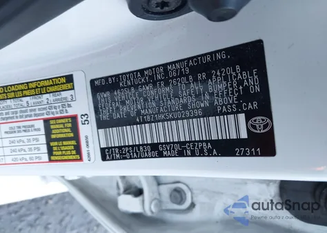 2019 Toyota Camry Xse V6 from USA, damaged, VIN 4T1BZ1HK5KU029396